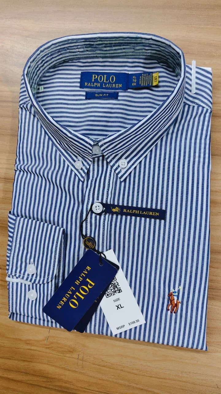 Polo Ralph Lauren Men’s Slim Fit Striped Long Sleeve Shirt – Master Copy thumbnail 3