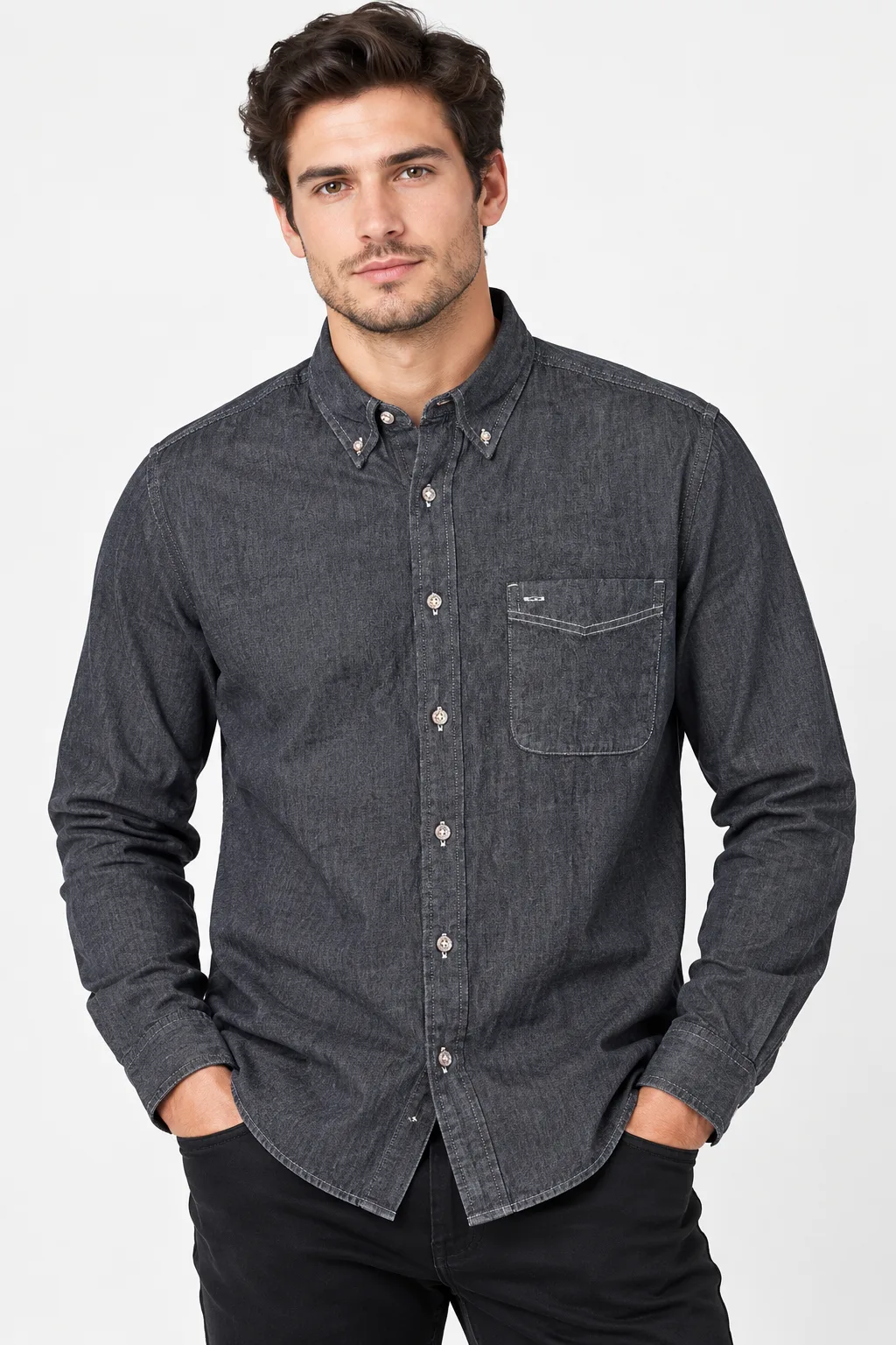 MEN’S BRANDED DENIM SHIRTS |. Walmart thumbnail 2